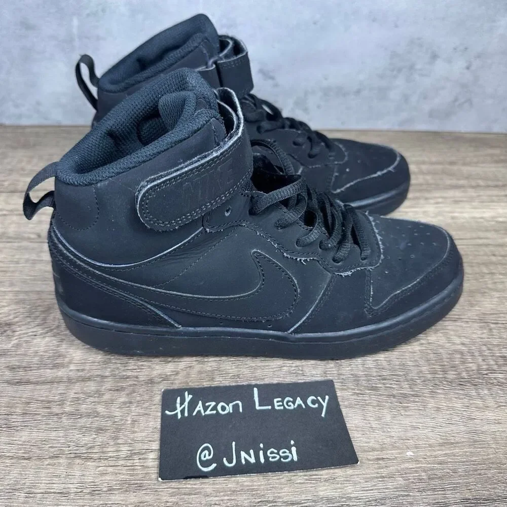 Nike~Boys~Black Court Borough‎ Mid 2 Basketball Shoes (CW5867-001)~Size 5Y